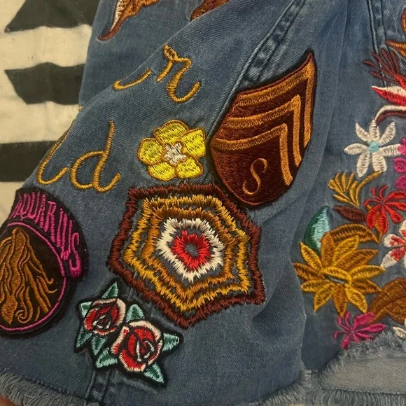 Spell Blue Denim A-Line Skirt with Colorful Embroidery - Picture 5 of 6